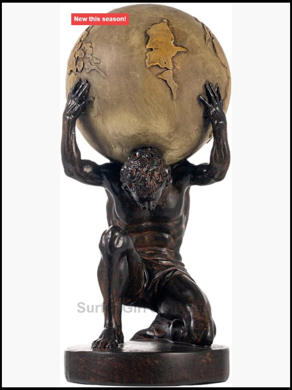 Atlas Holding World Statue Sculpture, Resin 11.5 Inch Home Decor
